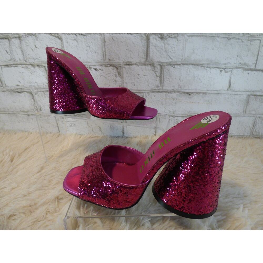 The Attico Pink Luz Glitter Slip On Mule Heels Slides Sandals 6.5 NEW